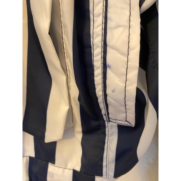Zara Navy Blue White Striped Hooded Raincoat Jacket - Picture 8 of 10